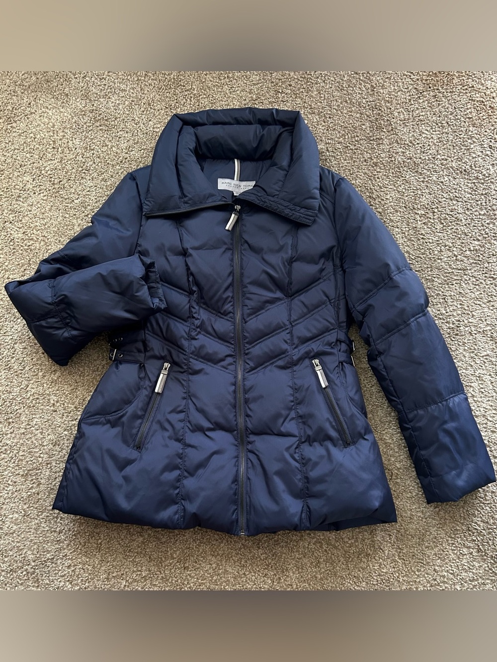 Marc New York Navy Quilted DownPuffer Jacket (L)